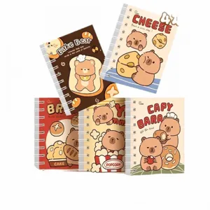 Juego de bonitos cuadernos de espiral A7 con varios diseños de osos de dibujos y carpinchos