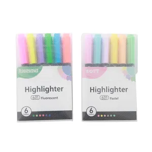 Set mit 6 pastellfarbenen und 6 fluoreszierenden Textmarkern für den sanften Augenschutz