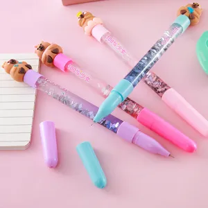 Simpatiche penne gel con glitter a tema Capybara per articoli da regalo