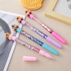 Set di penne gel creative Capybara con glitter liquidi colorati e ciondoli