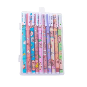 Set di 10 penne gel colorate Capybara in scatola trasparente per fai da te e ufficio