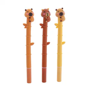 Lindos bolígrafos de gel de carpincho con barril de bambú creativo para regalo de niños