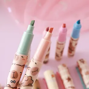 Creative Capybara themed chisel tip highlighters in multiple pastel colors for journaling