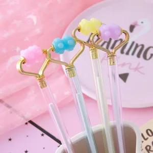 Creative Stress Relief Massage Gel Pen Heart Design Cute Student Stationery Writing Tool Office Sign Pen Macaron Color Pen
