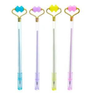 Set of 4 cute creative decompression massage gel pens in pastel colors for school and office