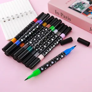 Set aus zweifarbigen Glitzer-Textmarkern mit weicher Spitze für Journaling und Kunst