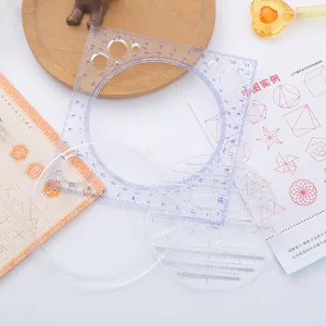 Multifunktionales geometrisches Zeichenlineal-Set für Schüler mit Drehwinkelmesser