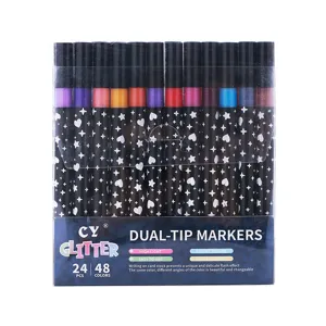 Professionelles 24-teiliges Glitzer-Marker-Set mit 48 lebendigen Perlglanzfarben