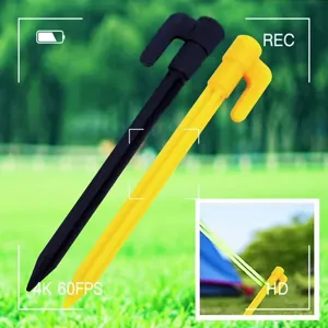 Kunststoff Heringe Erdnägel Set für Zelt Plane Camping Outdoor schwarz gelb 2 Stück
