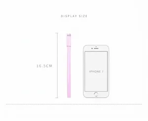 Size display of a 16.5cm cute cartoon cat gel pen with comparison to a phone