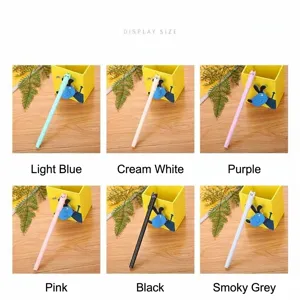 Detailed view of creative cartoon cat gel pens available in six beautiful pastel colors