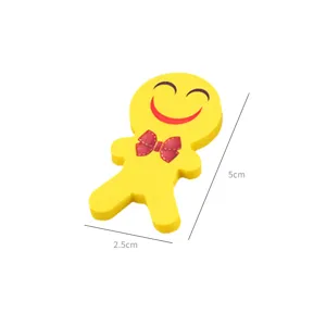 Gomme jaune motif visage souriant en forme de bonhomme, hauteur 5 cm