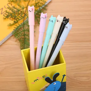 Creative Cute Cartoon Cat Gel Pen 0.5mm Black Ink Plastic Water-Based Signature Pen For School Office Student Stationery
