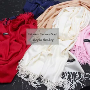 Eleganter einfarbiger Kaschmirschal mit Fransen, 260g dicker Winterstola für Damen