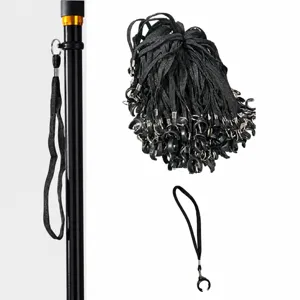 Ersatz schwarze Nylon Gehstock Handschlaufe mit robustem Aluminium Ring, 23,5 cm Länge.