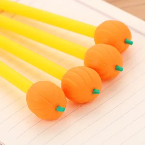 Stylos à gel mignons en forme de citrouille avec capuchons en caoutchouc