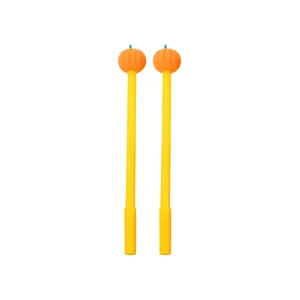 Paire de stylos gel mignons en forme de citrouille orange pour cadeaux scolaires