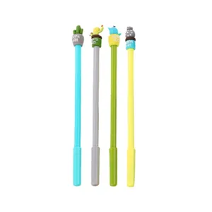 Creative set of 4 cute cartoon cactus gel pens for school students and office supplies
