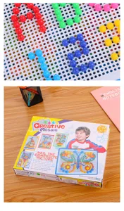Close-up of 296pcs colorful mushroom nail pegboard puzzle for kids' creative play