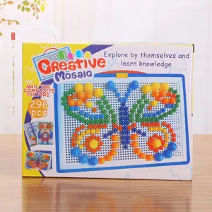 296pcs creative mushroom nail pegboard puzzle educational mosaic toy set for kids