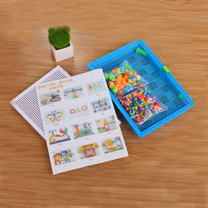 Educational mushroom nail pegboard puzzle toy set with 296 colorful pieces