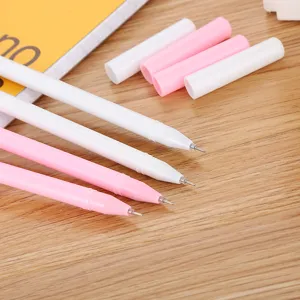 Stylos gel créatifs roses et blancs à pointe fine pour étudiants et bureau d'école