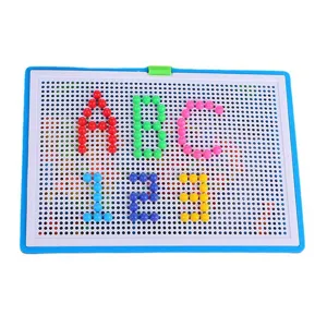 Educational children's mushroom nail pegboard toy with colorful letters and numbers