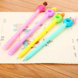 Cute cartoon donut gel pens set in 4 vibrant colors for creative school stationery