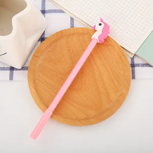 Stylo gel licorne rose mignon avec figurine pour écoliers et fournitures de bureau