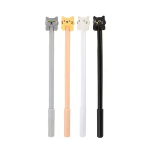 Creative set of four cute cartoon cat gel pens in grey orange white and black colors