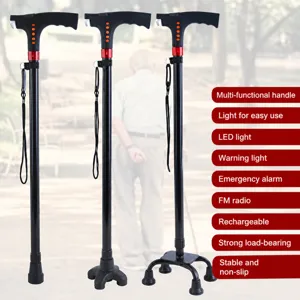 Bastone da passeggio regolabile per anziani con luce LED e radio FM integrata ideale