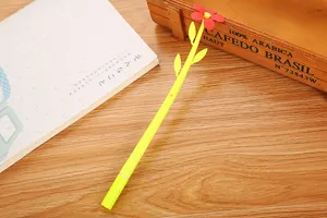 Creative flower-shaped gel pen featuring a soft rubber stem and vibrant red blossom