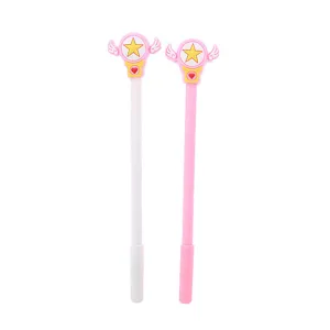 Süße rosa und weiße Zauberstab-Gelschreiber mit Sternen- und Flügeldesign für Kinder