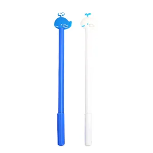 Cute whale cartoon gel pens in blue and white colors for school and office use