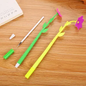 Creative flower-shaped soft silicone gel pens with floral design for students