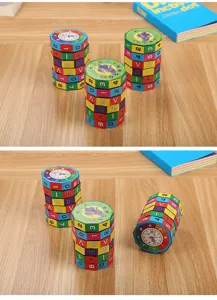 Primer plano de un cubo mágico matemático colorido para que los niños aprendan
