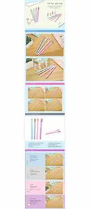 Juego de bolígrafos de gel con tapa de conejo en colores pastel con especificaciones