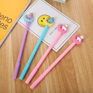 Stylo Gel Licorne Lune Dessin Animé Kawaii 0.5mm Encre Noire Stylo Mignon Pony Papeterie pour Étudiants École