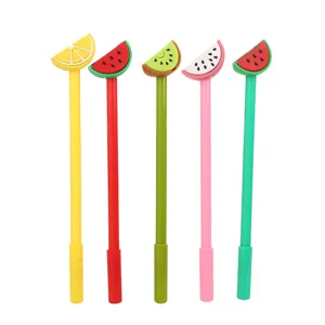Set di 5 penne gel creative a forma di frutta per studenti con simpatici topper frutta