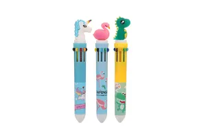 Détail de stylos bille rétractables 10 couleurs mignons avec licorne et flamant rose