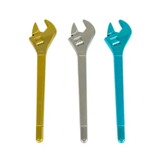 Set of creative wrench-shaped gel pens in metallic gold silver and blue colors