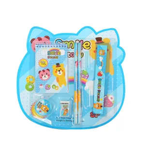 Set de papeterie mignon thème ours avec carnet, crayons, règle et gomme pour enfants