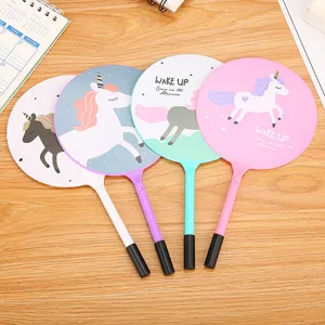 Unicorn Fan Ballpoint Pen Cute Cartoon Pony Plastic Blue Ink Pen For Students Prize Gift Stationery Office School Supplies