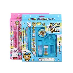 Kreatives 10-teiliges Cartoon-Schreibwaren-Geschenkset für Kinder mit Lineal und Stiften