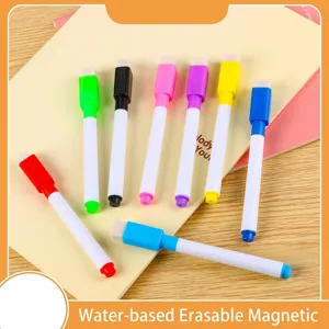 Creative Plastic Whiteboard Marker With Eraser Cap Multicolor Dry Erase Water Based Ink Pen For School Office Kids Doodle Stationary