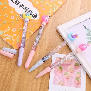 Creative Moon Unicorn Quicksand Gel Pen Sequin Fairy Pen Plastic Writing Pen For Students Girls School Office