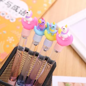 Creative unicorn crescent moon quicksand gel pen set with colorful sequins for cute stationery