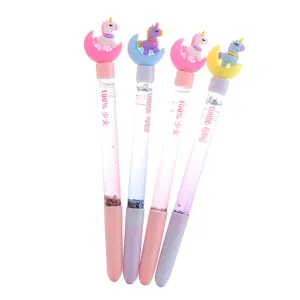 Creative unicorn moon liquid sand gel pens with colorful sequins for students