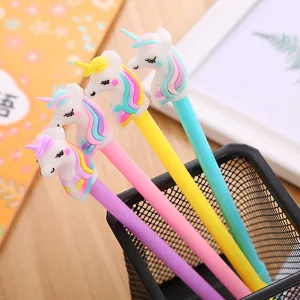 Cute Cartoon Unicorn Gel Pen Creative Macaron Color Plastic Writing Signature Pen For School Student Office Stationery Supply