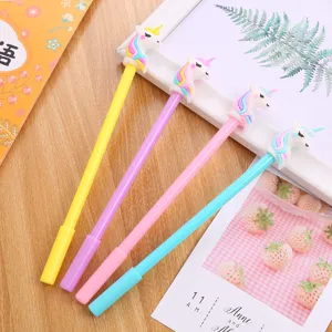 Set of four colorful cute cartoon unicorn gel pens for school students and office use